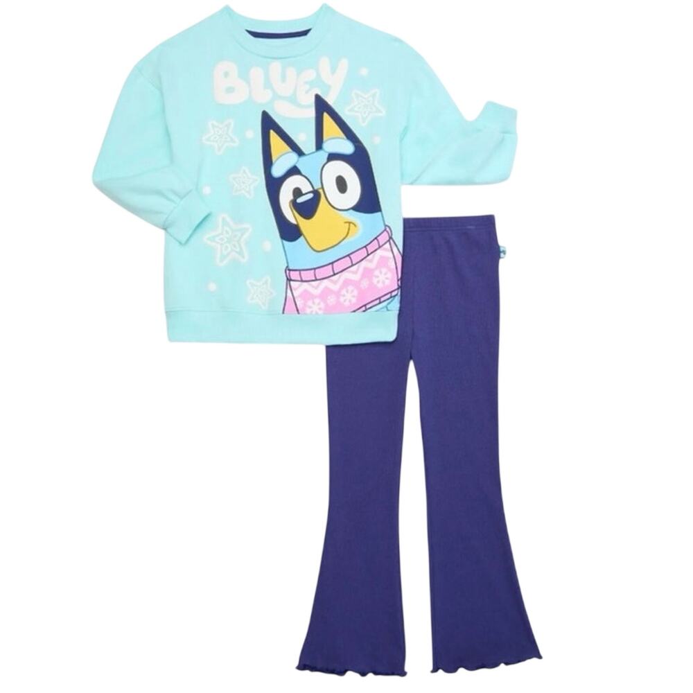 Bluey Toddler 3T Girls Graphic Sweatshirt and Flare Leggings Set, 2-Piece NWT